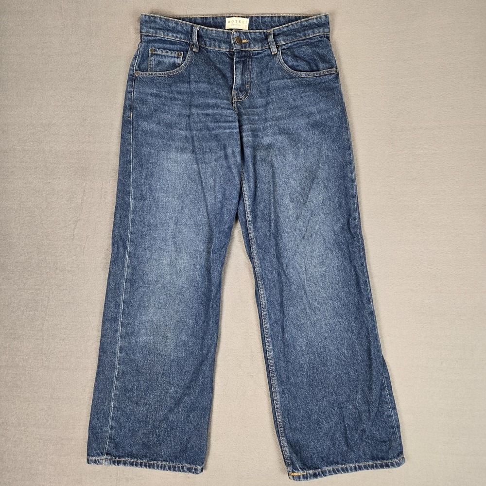 Motel Denim Baggy Wide Leg Jeans Womens 28x30 Blue Med Wash Denim Mid Rise‎
